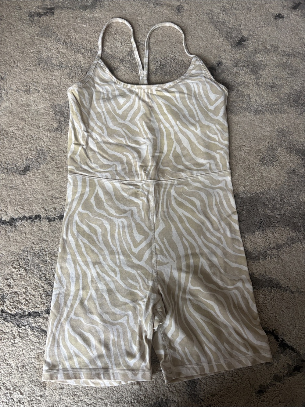 Old Navy Beige and White Zebra-Print Romper